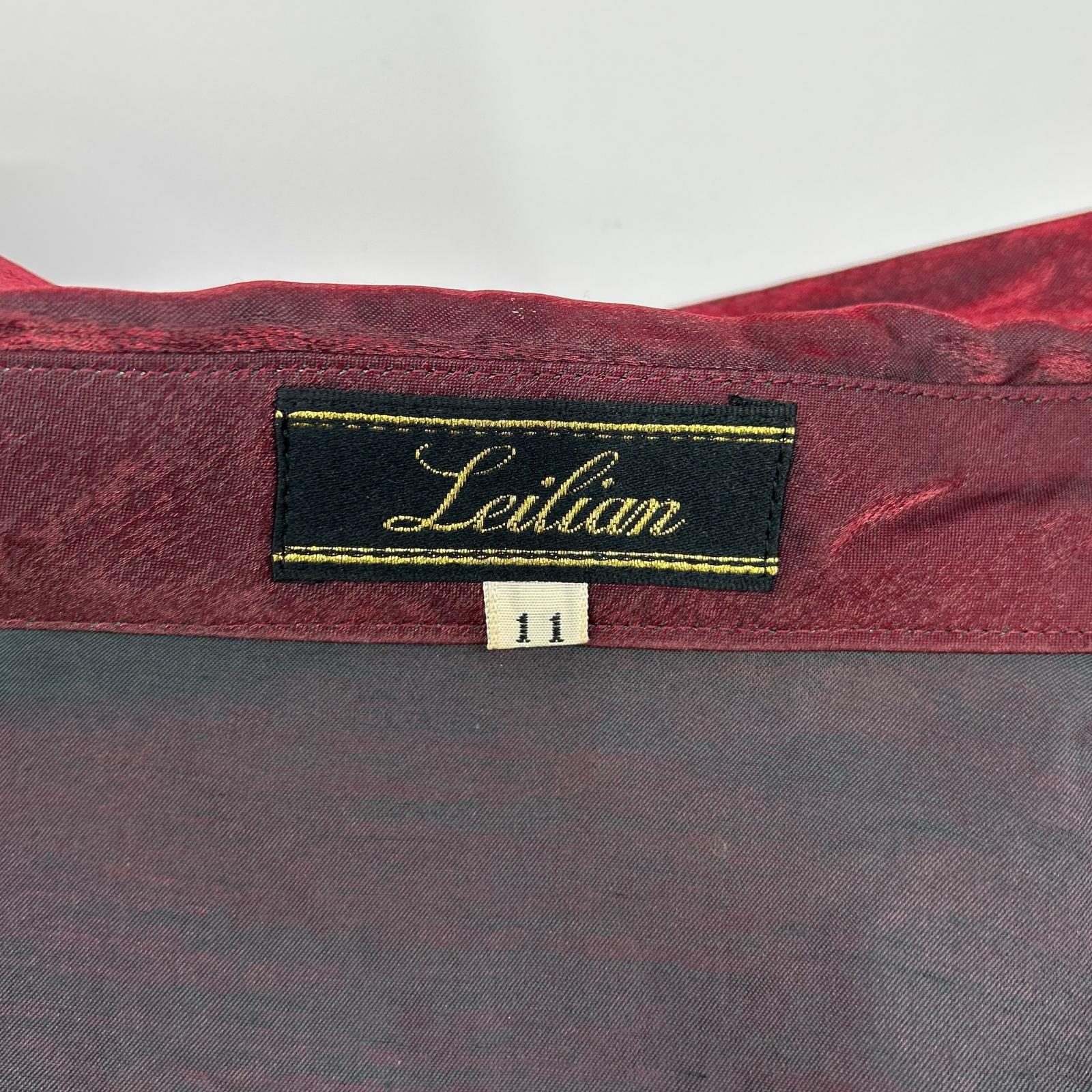 Leilian レリアン ボルドー アソート柄 取り外し肩パッド シャツ トップス