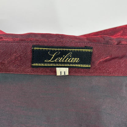Leilian レリアン ボルドー アソート柄 取り外し肩パッド シャツ トップス