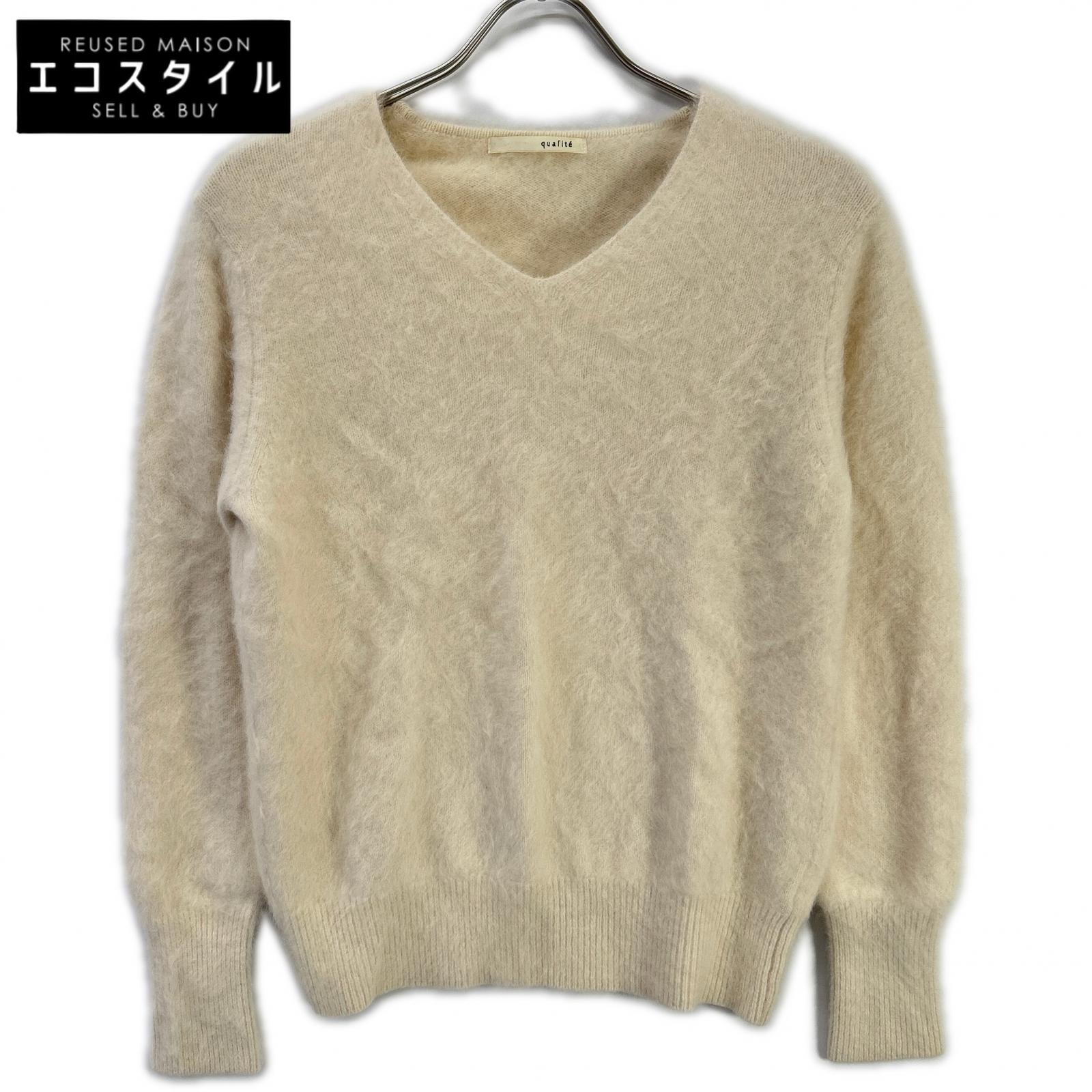 qualite カリテ 3245-00-40001 アイボリー フォックスラクーンニット トップス