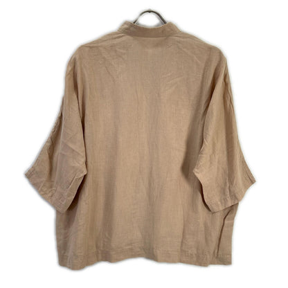 HOMME PLISSE ISSEY MIYAKE オムプリッセ イッセイミヤケ HP21FJ324 ベージュ コットンリネンドルマンショートスリーブシャツ トップス