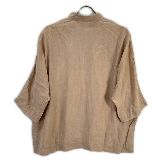 HOMME PLISSE ISSEY MIYAKE オムプリッセ イッセイミヤケ HP21FJ324 ベージュ コットンリネンドルマンショートスリーブシャツ トップス