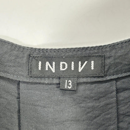 INDIVI インディヴィ ブラック フレンチスリーブ ブラウスライクジャケット ドロストワイドパンツ 2点 ボトムス