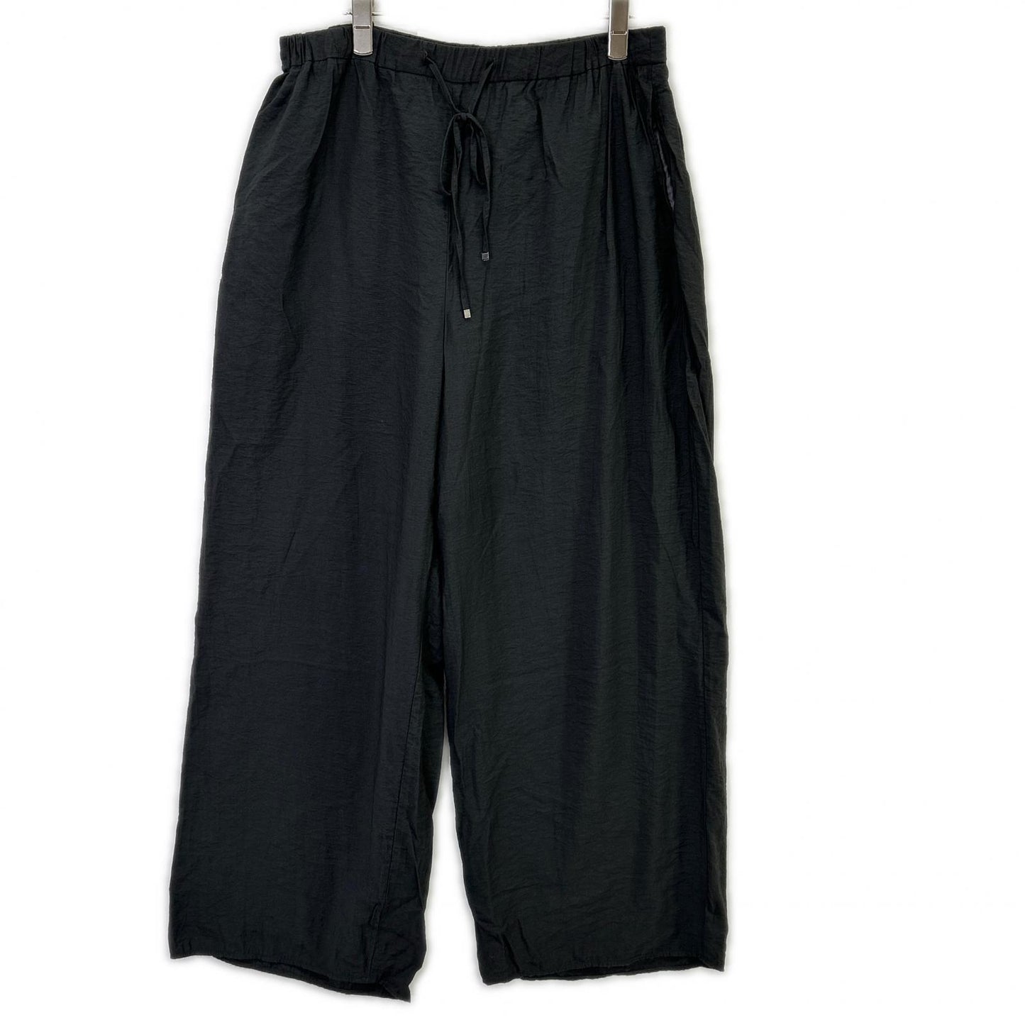 INDIVI インディヴィ ブラック フレンチスリーブ ブラウスライクジャケット ドロストワイドパンツ 2点 ボトムス