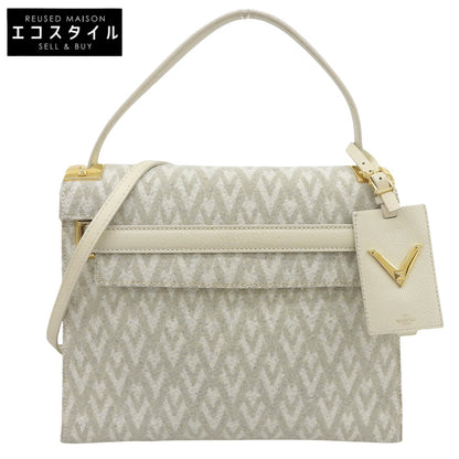 Valentino Garavani ヴァレンティノガラヴァーニ スタッズ 2WAYバッグ ハンドバッグ レザー×フェルト レディース アイボリー系 ハンドバッグ
