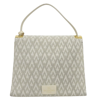Valentino Garavani ヴァレンティノガラヴァーニ スタッズ 2WAYバッグ ハンドバッグ レザー×フェルト レディース アイボリー系 ハンドバッグ