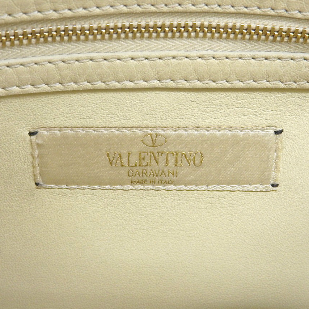 Valentino Garavani ヴァレンティノガラヴァーニ スタッズ 2WAYバッグ ハンドバッグ レザー×フェルト レディース アイボリー系 ハンドバッグ