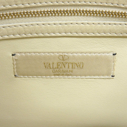 Valentino Garavani ヴァレンティノガラヴァーニ スタッズ 2WAYバッグ ハンドバッグ レザー×フェルト レディース アイボリー系 ハンドバッグ