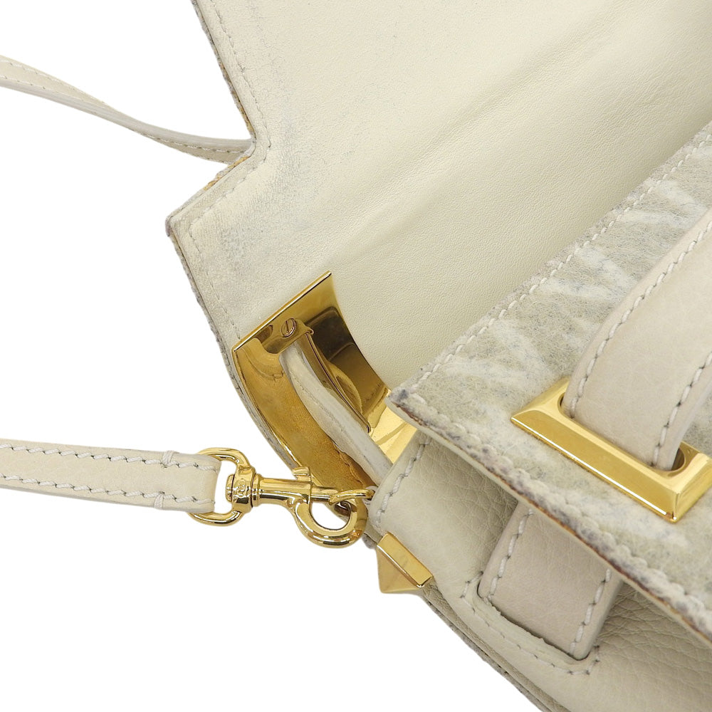 Valentino Garavani ヴァレンティノガラヴァーニ スタッズ 2WAYバッグ ハンドバッグ レザー×フェルト レディース アイボリー系 ハンドバッグ