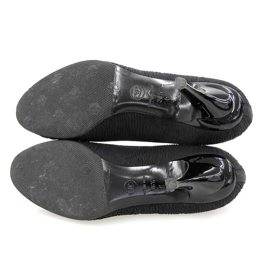 CHANEL シャネル グログランリボン ココマーク キャップトゥ ヒールパンプス レディース ブラック36 1/2C シューズ