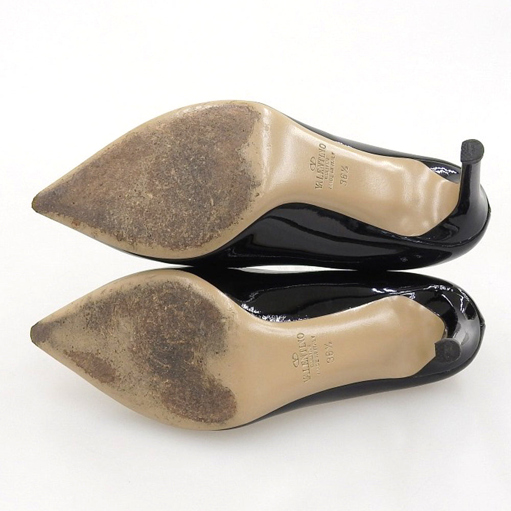 Valentino Garavani Rockstud Pointed-Toe Heeled Pumps Patent Leather Black 36 1/2 Shoes