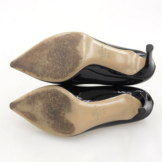 Valentino Garavani ヴァレンティノガラヴァーニ ロックスタッズ ポインテッドトゥ ヒール パンプス パテントレザー ブラック 36 1/2 シューズ