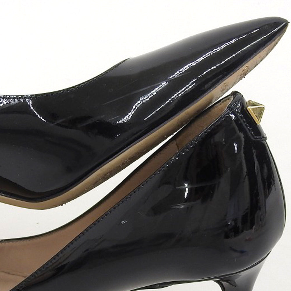Valentino Garavani ヴァレンティノガラヴァーニ ロックスタッズ ポインテッドトゥ ヒール パンプス パテントレザー ブラック 36 1/2 シューズ