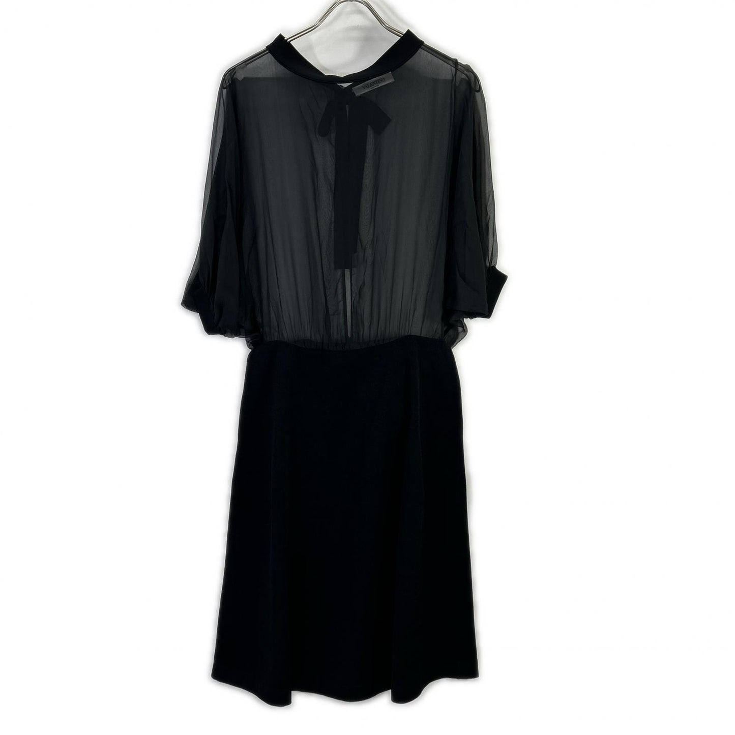 【SALE】 VALENTINO ヴァレンティノ ブラック シアーシャツ ニット切り替え ワンピースドレス ワンピース