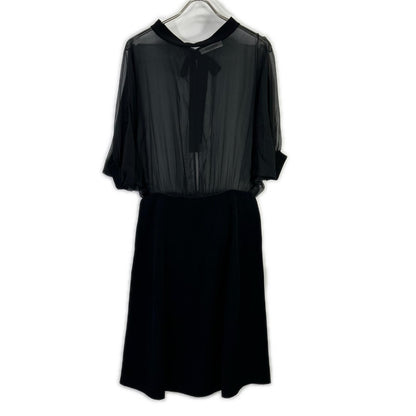 【SALE】 VALENTINO ヴァレンティノ ブラック シアーシャツ ニット切り替え ワンピースドレス ワンピース