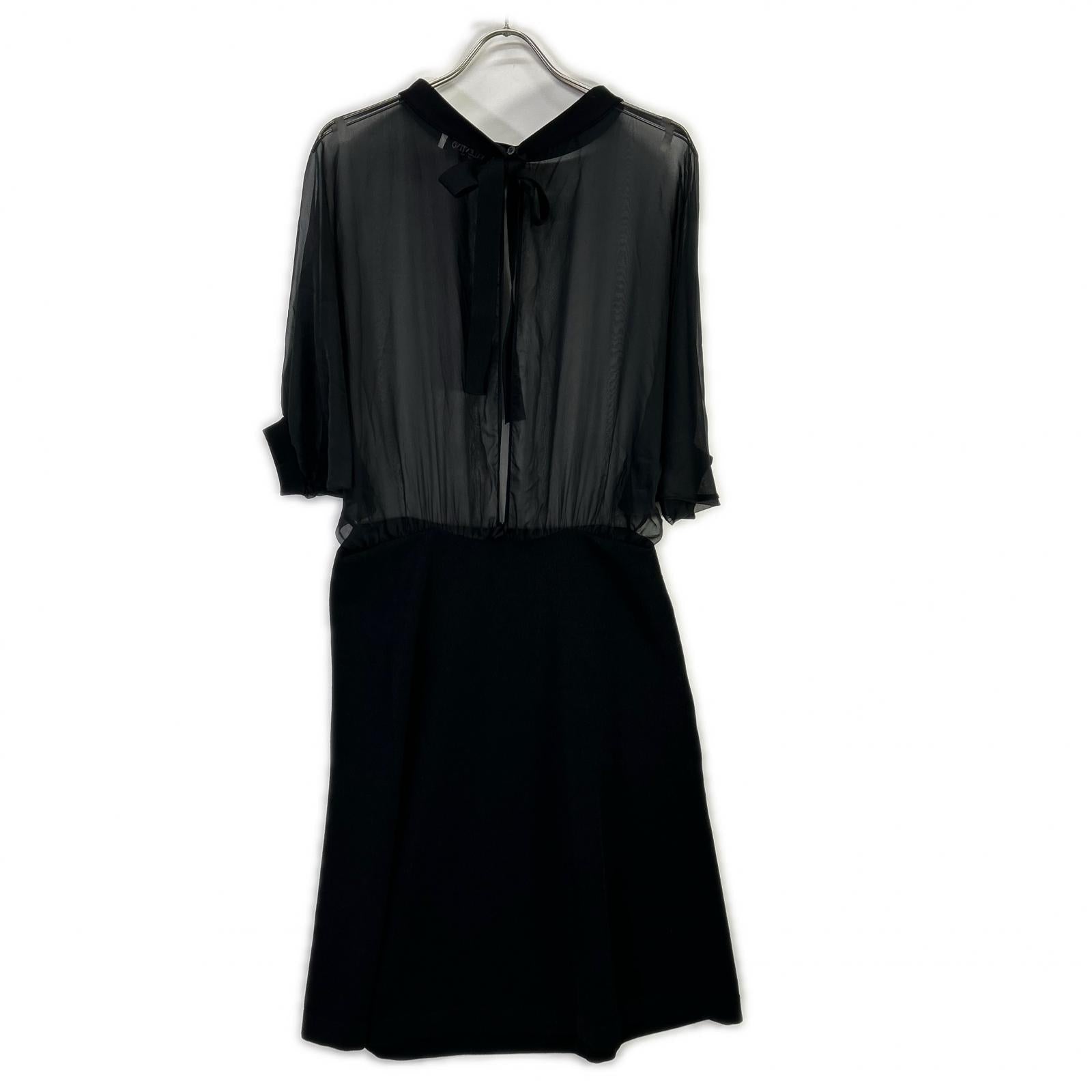 【SALE】 VALENTINO ヴァレンティノ ブラック シアーシャツ ニット切り替え ワンピースドレス ワンピース