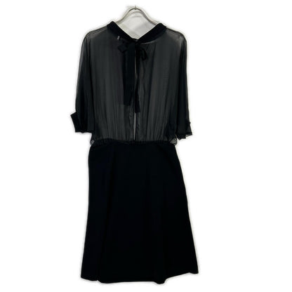 【SALE】 VALENTINO ヴァレンティノ ブラック シアーシャツ ニット切り替え ワンピースドレス ワンピース
