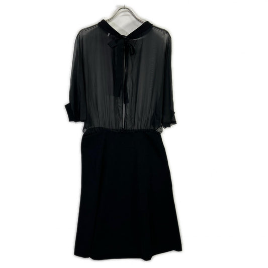 【SALE】 VALENTINO ヴァレンティノ ブラック シアーシャツ ニット切り替え ワンピースドレス ワンピース