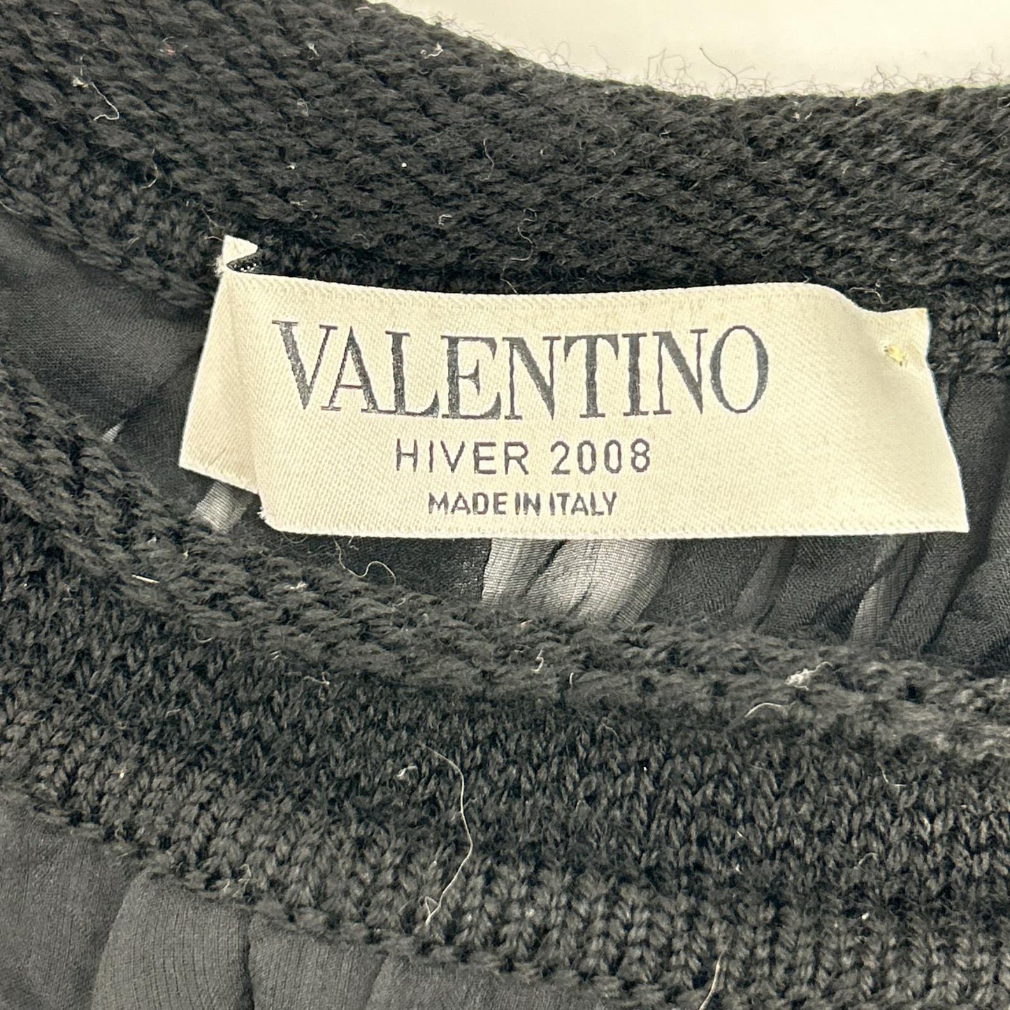 VALENTINO ヴァレンティノ ブラック ウール コットン シアー ペプラムニット ノースリーブ ワンピースドレス ワンピース