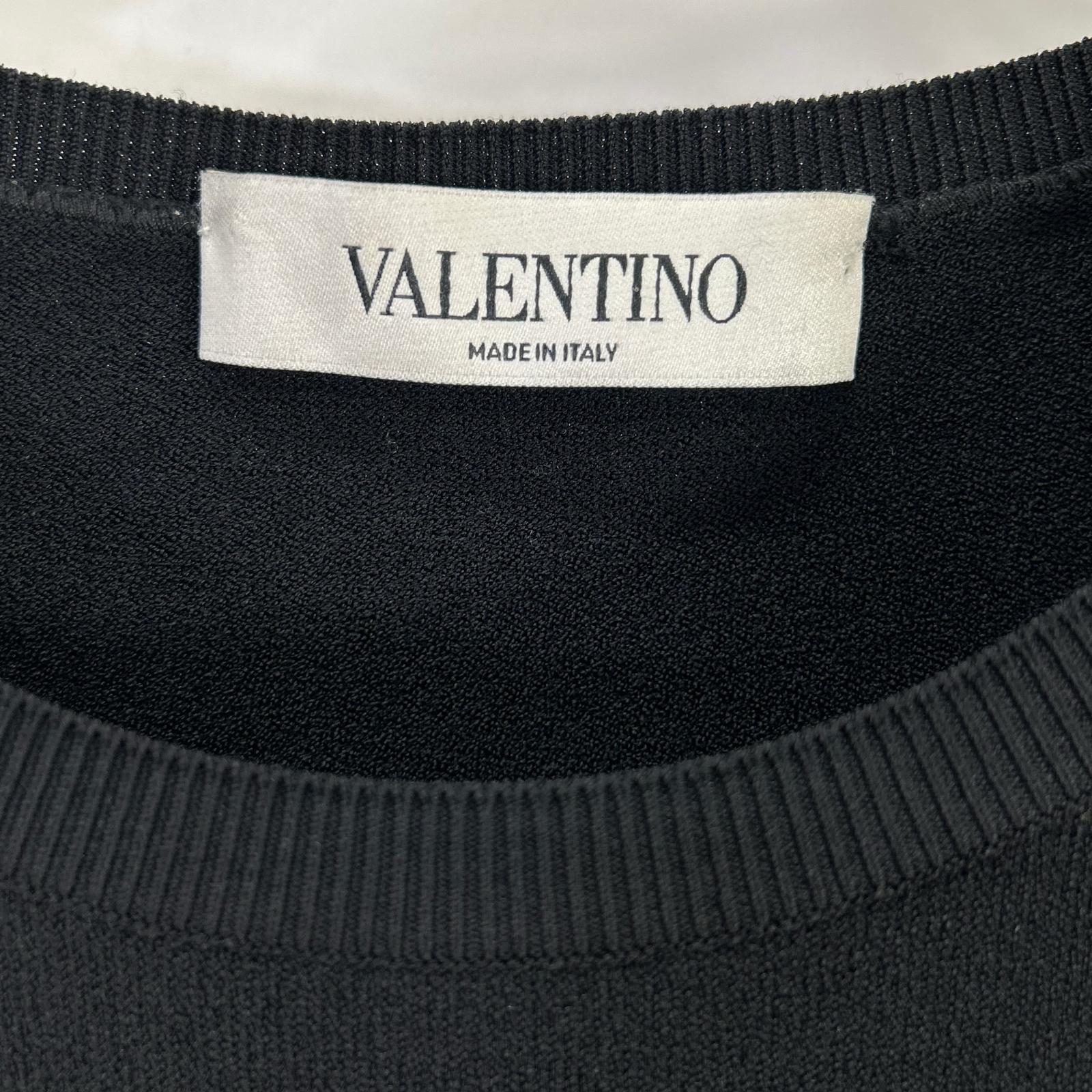 VALENTINO ヴァレンティノ ブラック レースデザイン ロングスリーブ ジャージー ワンピース ワンピース