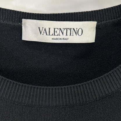 VALENTINO ヴァレンティノ ブラック レースデザイン ロングスリーブ ジャージー ワンピース ワンピース