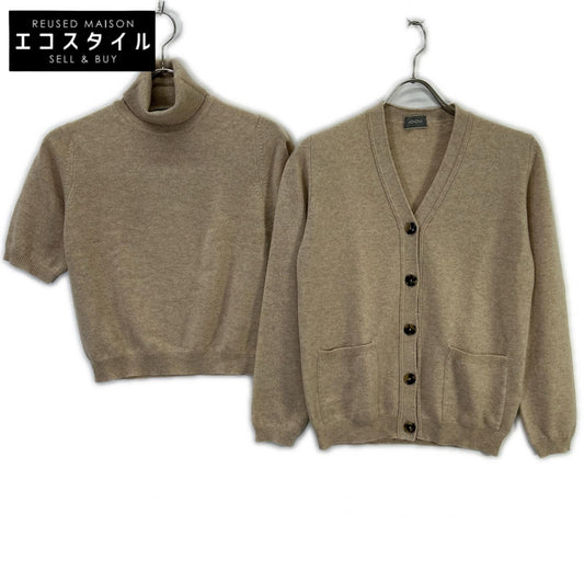 AGNONA アニオナ HC036 ベージュ カシミヤ100 半袖ニット アンサンブル トップス