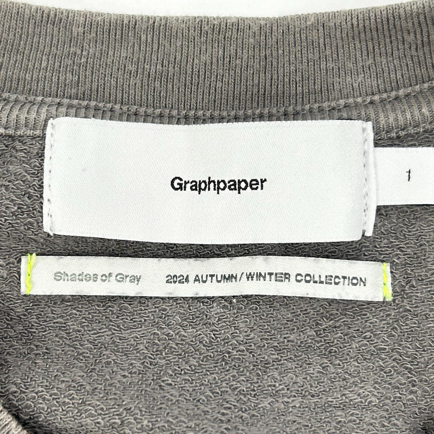 Graphpaper グラフペーパー GU243-70235 グレー Cotton Light Terry Crew Neck トップス