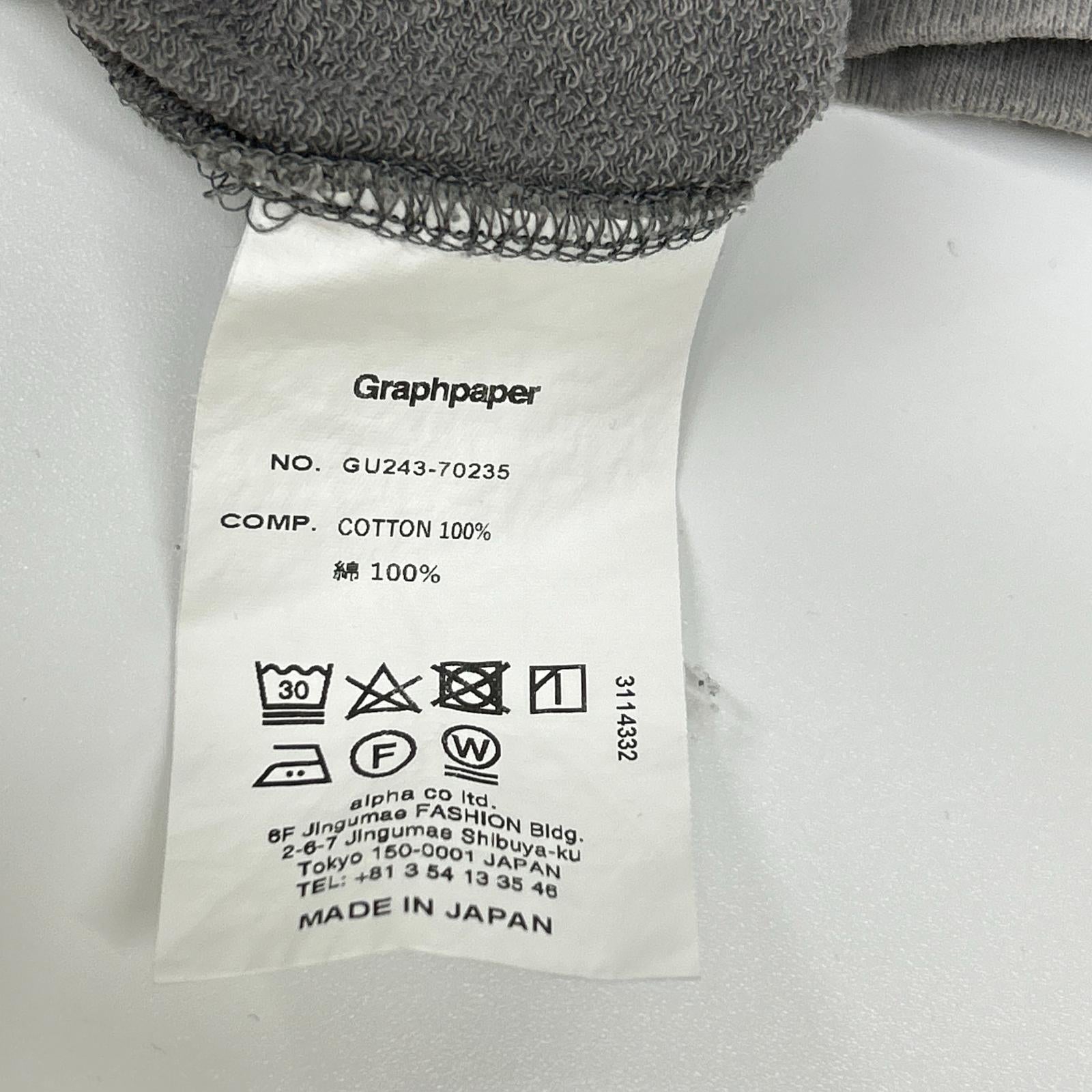 Graphpaper グラフペーパー GU243-70235 グレー Cotton Light Terry Crew Neck トップス