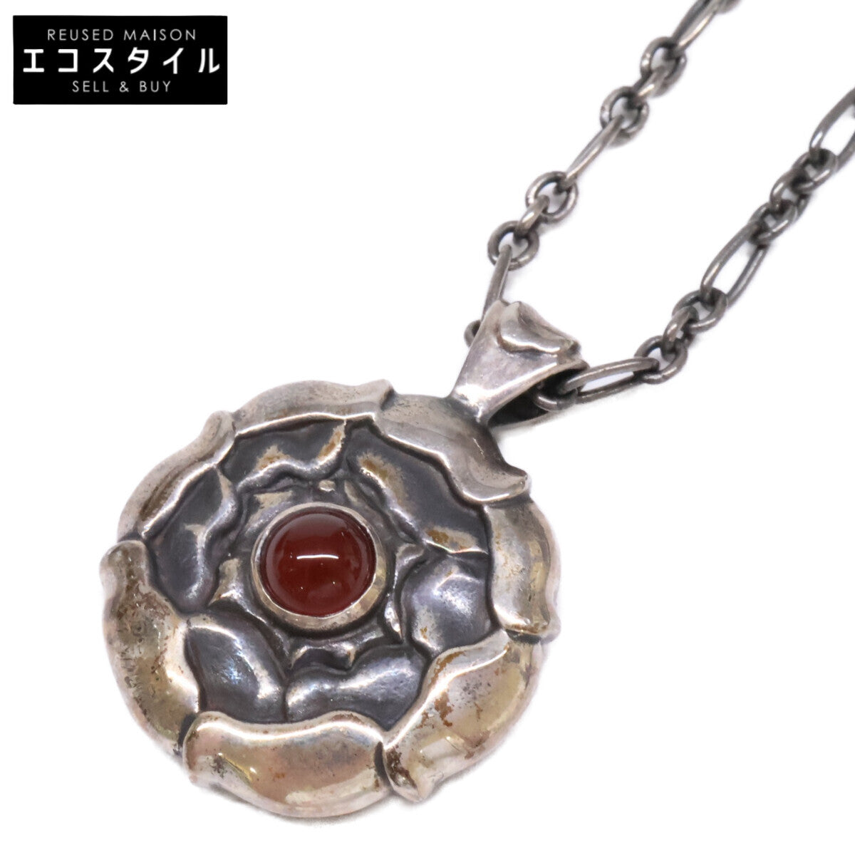 GEORG JENSEN ジョージジェンセン 925S バース 1Pカーネリアン ペンダント ネックレス