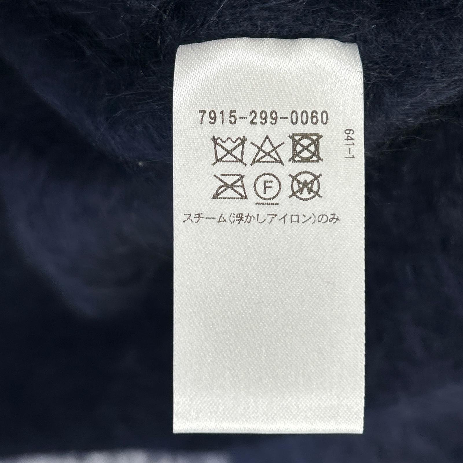 BLAMINK ブラミンク ネイビー 7GカシミヤファーVネックカーディガン トップス