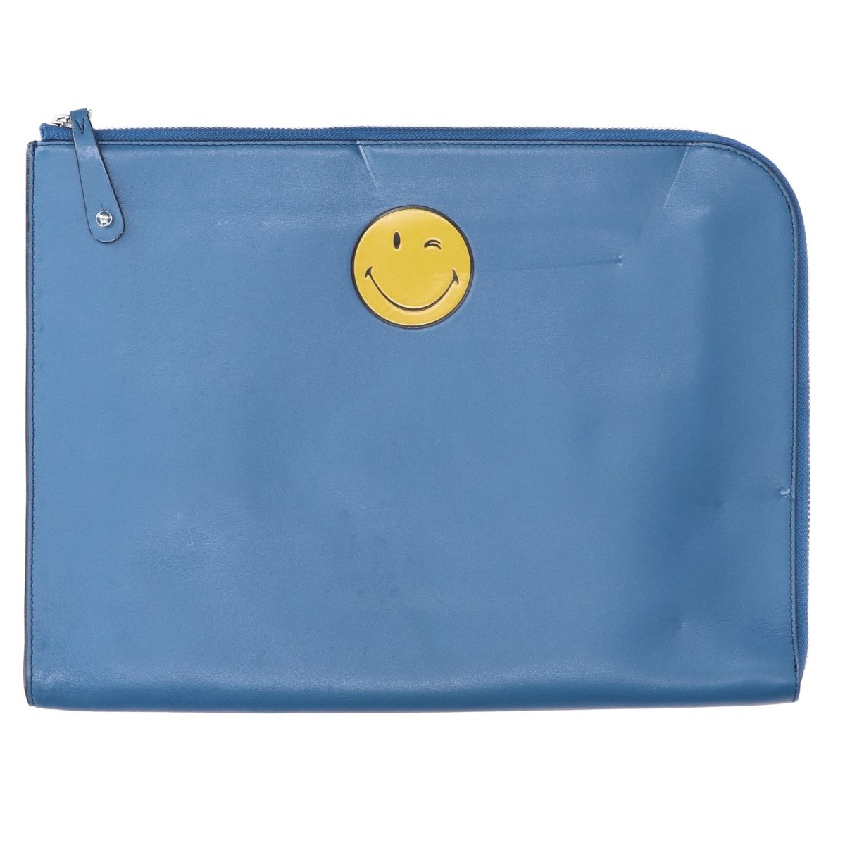 Anya Hindmarch Smile L-Zip Leather Clutch Bag Evening Bag Clutch Bag
