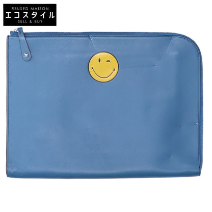 Anya Hindmarch Smile L-Zip Leather Clutch Bag Evening Bag Clutch Bag