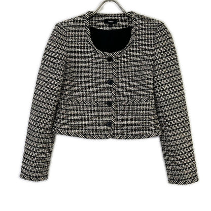 Theory 01-5404110 26SS black STRIPE TWEED U NCK CARDGN jacket