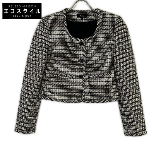 Theory 01-5404110 26SS black STRIPE TWEED U NCK CARDGN jacket
