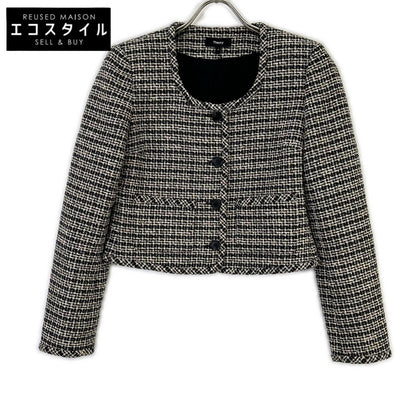 Theory 01-5404110 26SS black STRIPE TWEED U NCK CARDGN jacket