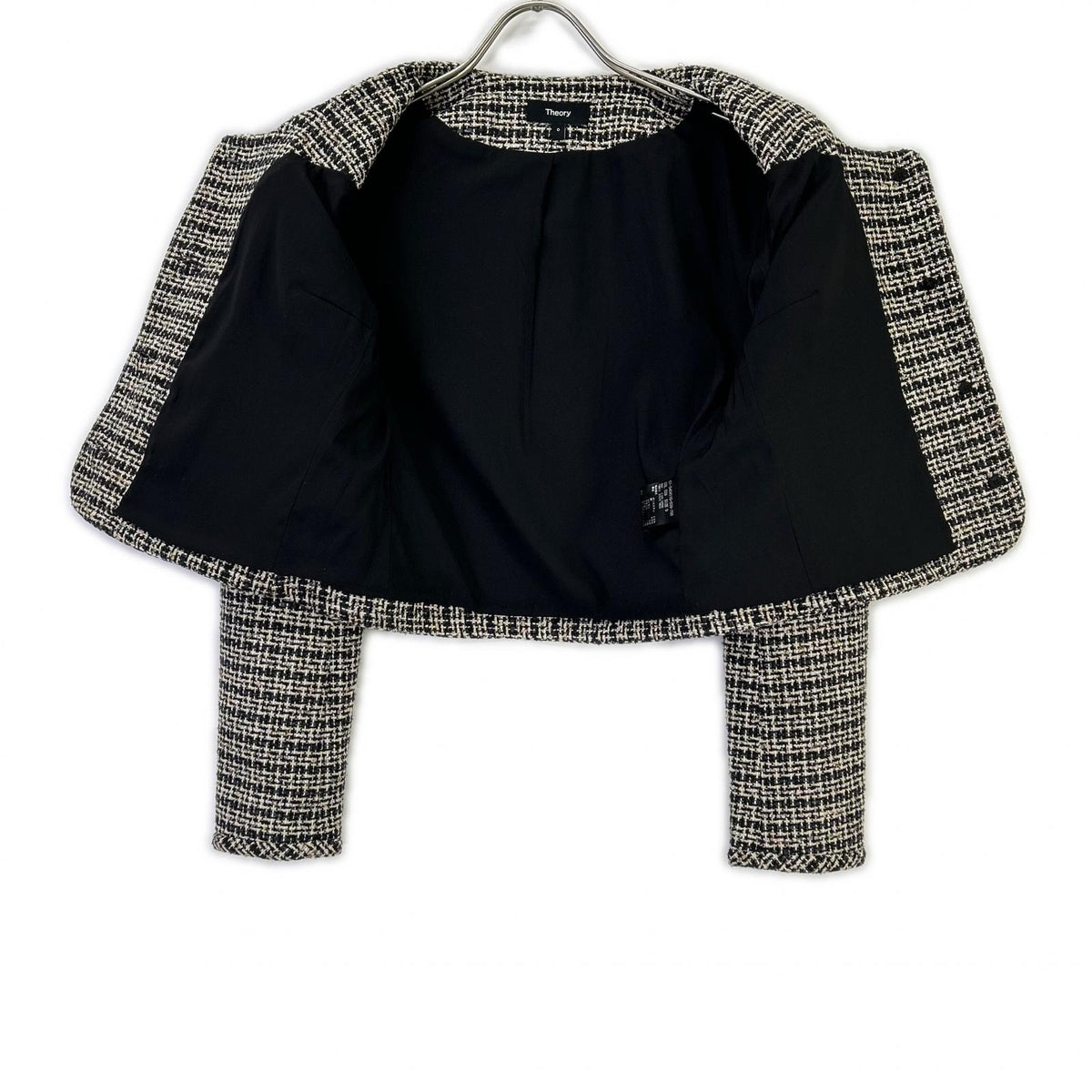 Theory 01-5404110 26SS black STRIPE TWEED U NCK CARDGN jacket