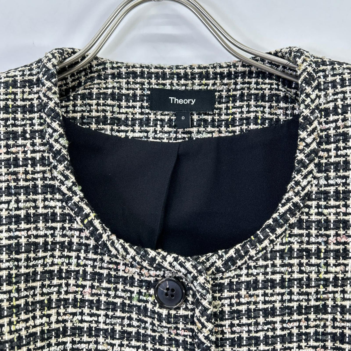 Theory 01-5404110 26SS black STRIPE TWEED U NCK CARDGN jacket