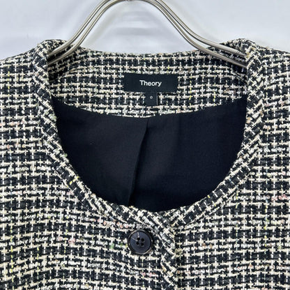 Theory 01-5404110 26SS black STRIPE TWEED U NCK CARDGN jacket