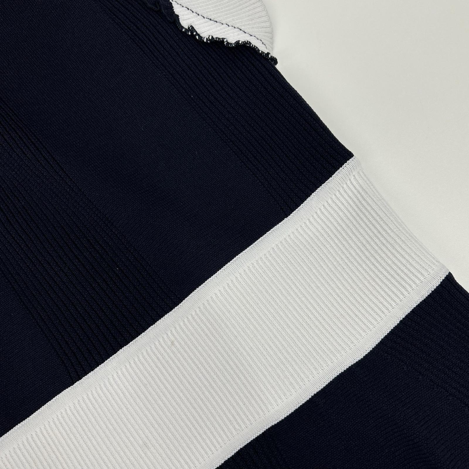 BARNEYSNEWYORK バーニーズニューヨーク ネイビー×ホワイト バイカラー ニット ワンピース ワンピース