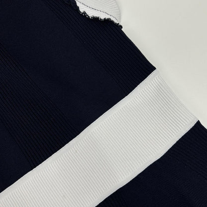 BARNEYSNEWYORK バーニーズニューヨーク ネイビー×ホワイト バイカラー ニット ワンピース ワンピース