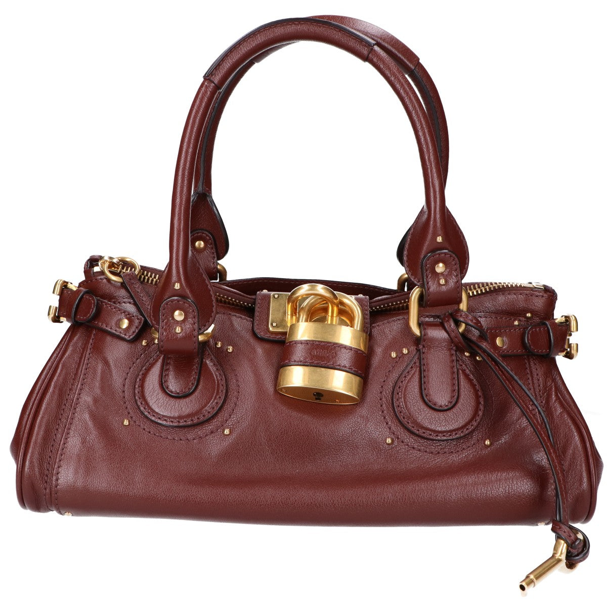 Chloe クロエ CH25WS802P7527M チェリーブラウン パディントングレインレザー製 Paddington バッグ ハンドバッグ