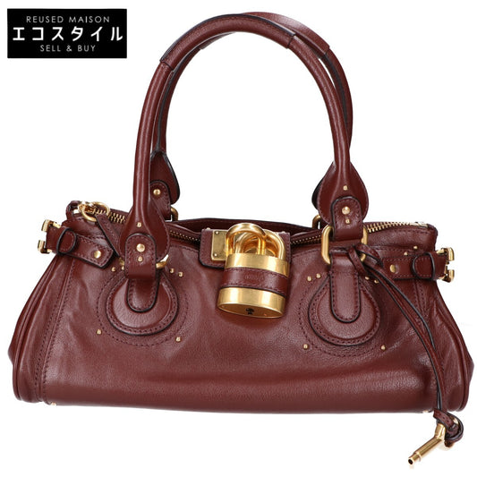 Chloe クロエ CH25WS802P7527M チェリーブラウン パディントングレインレザー製 Paddington バッグ ハンドバッグ