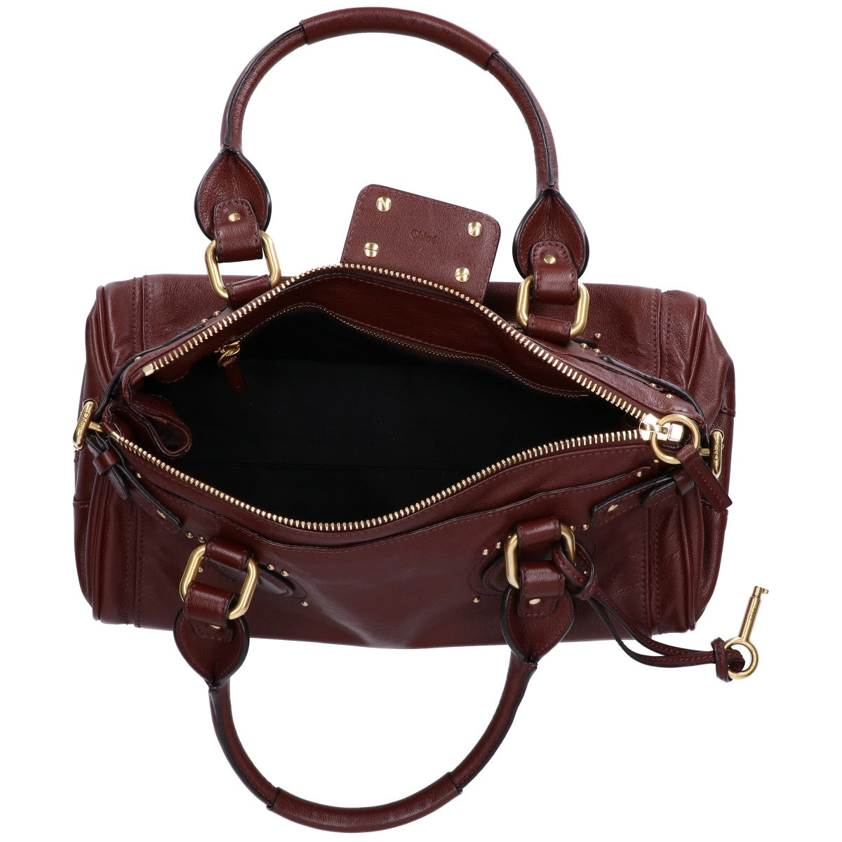 Chloe クロエ CH25WS802P7527M チェリーブラウン パディントングレインレザー製 Paddington バッグ ハンドバッグ