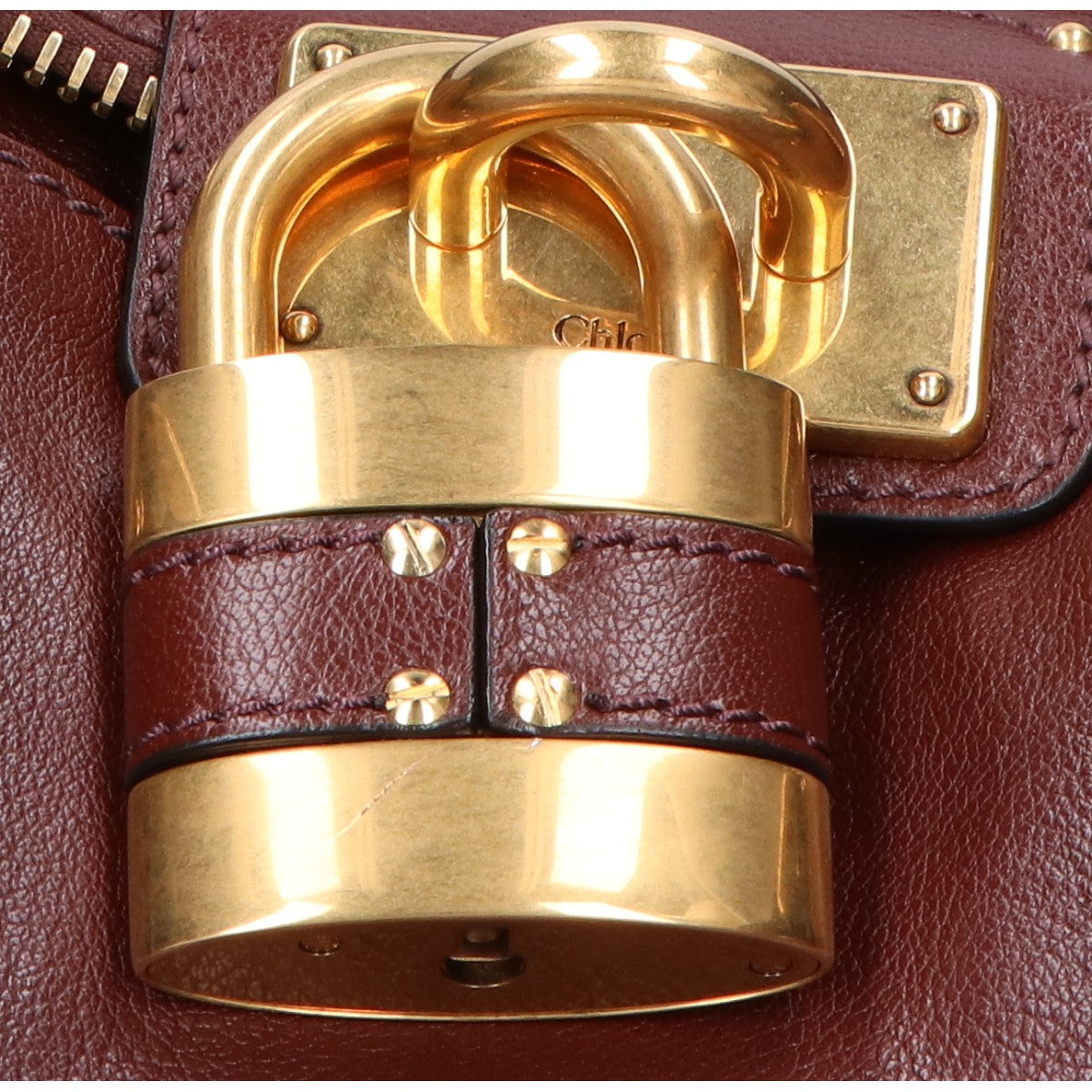 Chloe クロエ CH25WS802P7527M チェリーブラウン パディントングレインレザー製 Paddington バッグ ハンドバッグ