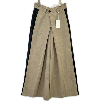 STUDIOUS ステュディオス 125540014 ベージュ Side Leather Flare Trousers ボトムス