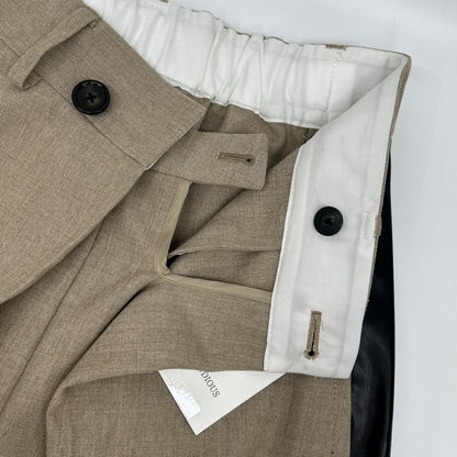 STUDIOUS ステュディオス 125540014 ベージュ Side Leather Flare Trousers ボトムス