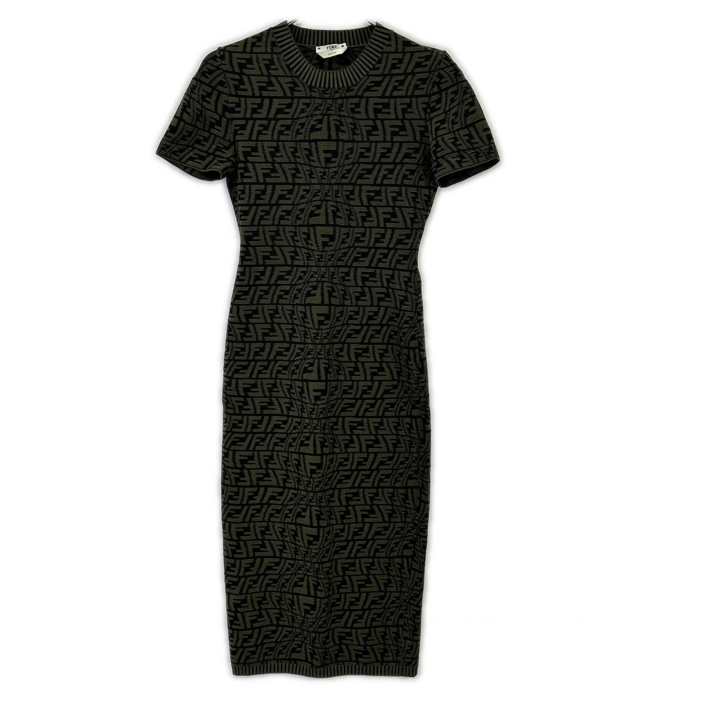 FENDI Fendi FZD891 AGF1 21 model FF Zucca-pattern short-sleeve knit dress
