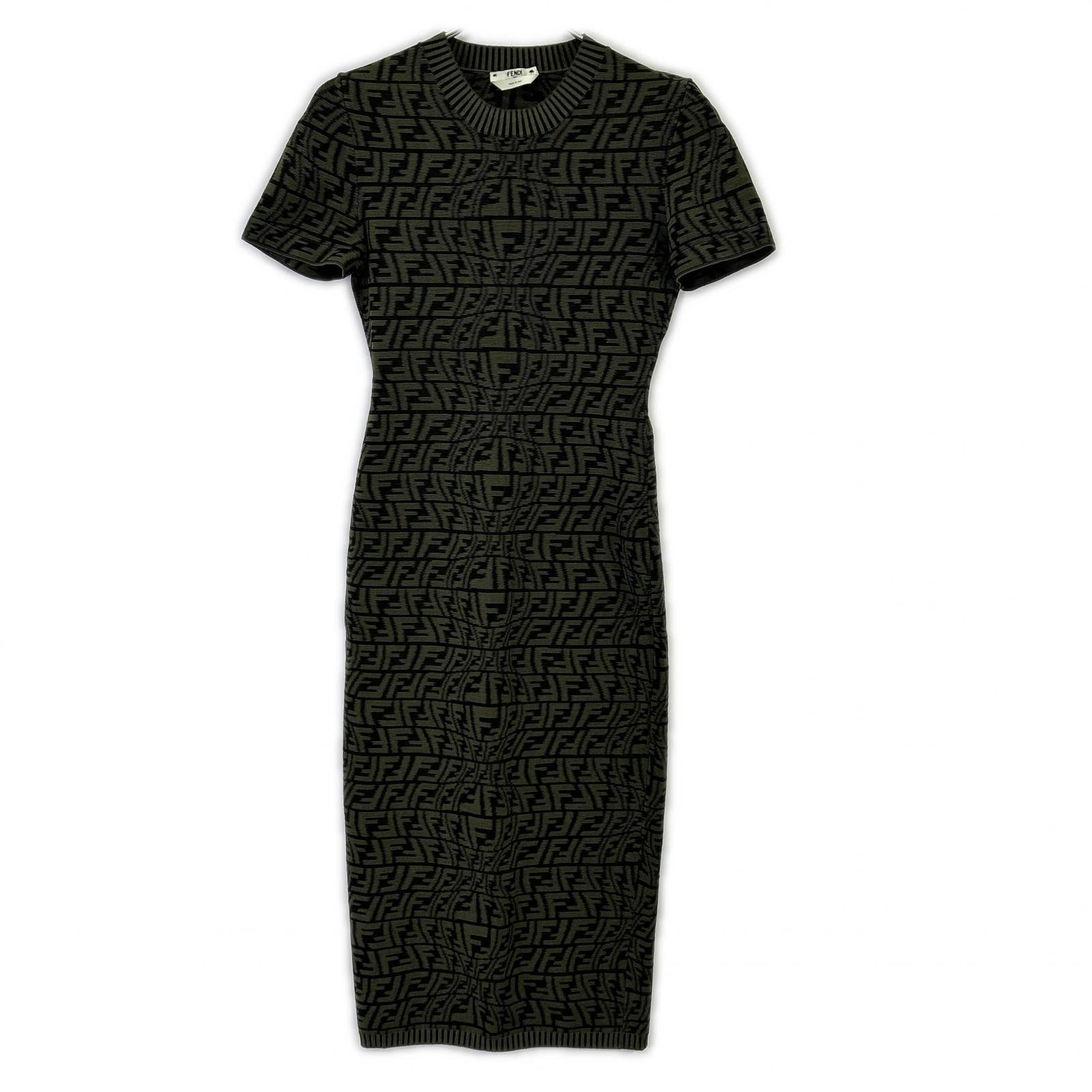 FENDI Fendi FZD891 AGF1 21 model FF Zucca-pattern short-sleeve knit dress