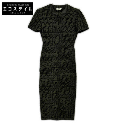 FENDI Fendi FZD891 AGF1 21 model FF Zucca-pattern short-sleeve knit dress