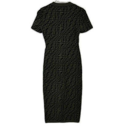 FENDI Fendi FZD891 AGF1 21 model FF Zucca-pattern short-sleeve knit dress