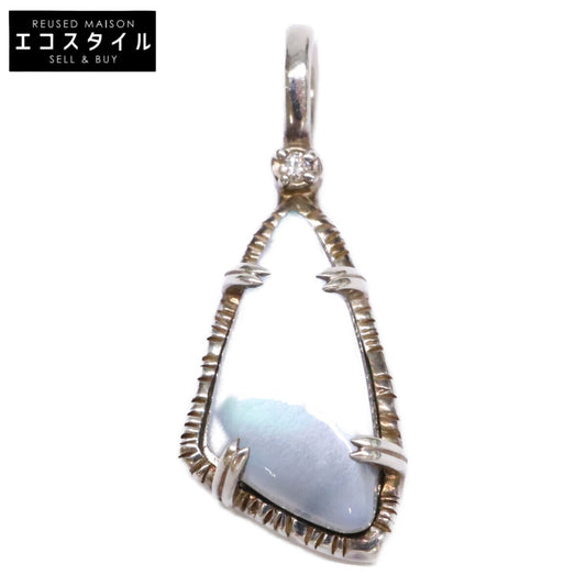 agete アガット 【美品】10244117395 SILVER 0.008 アバロンシェル ムーンストーン ダイヤモンド チャーム